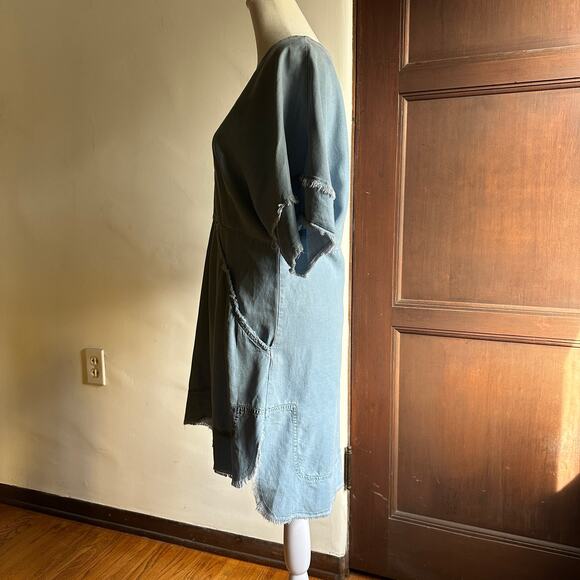 SUBOO | Dubious Hemingway Denim Chambray Raw Hem Dress Swim Cover Up| Sz 6 - Picture 3 of 10